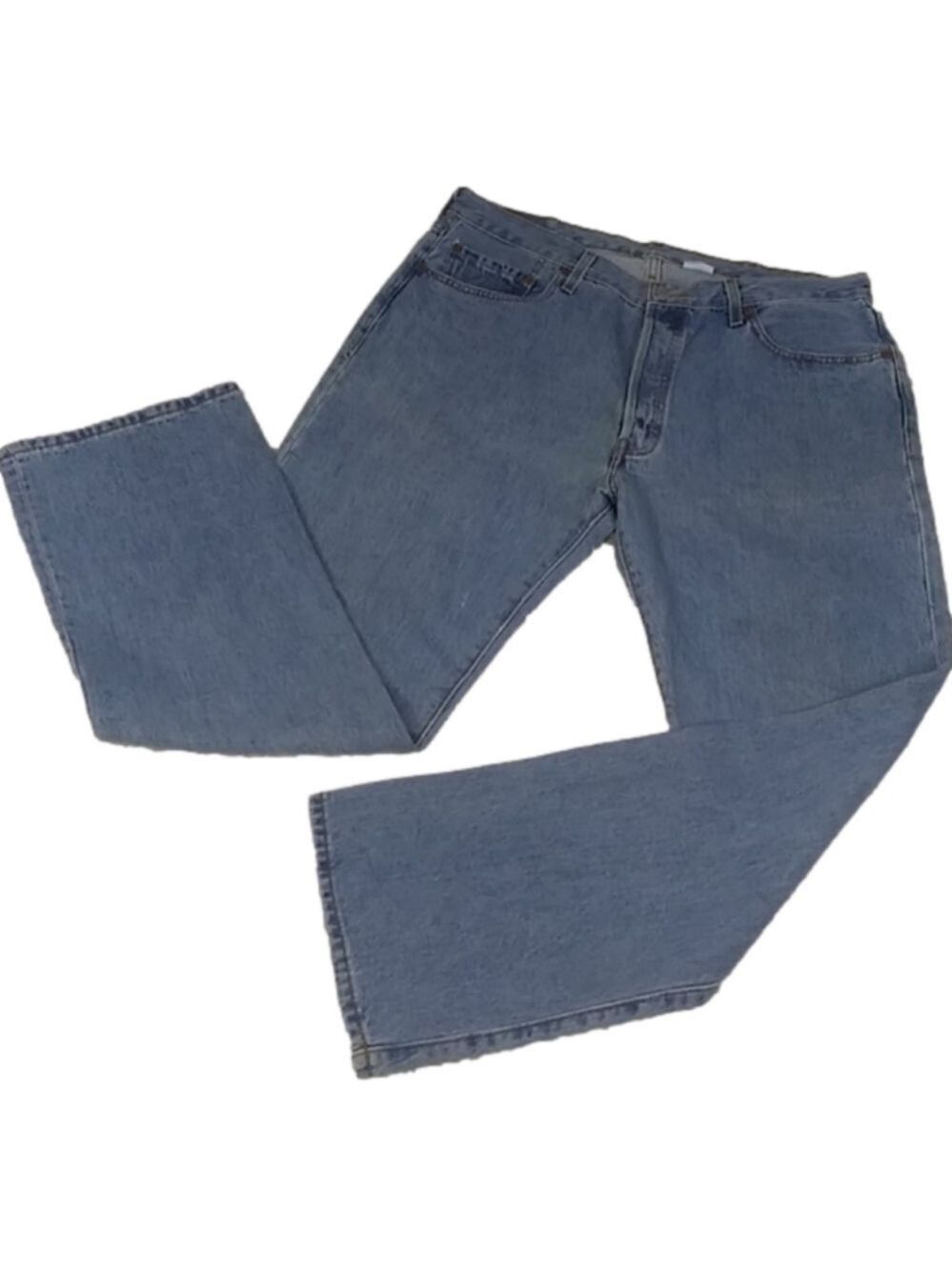 Levi's 501 Blue Light Wash Five Pocket Button Fly Mid Rise Straight Leg Jean